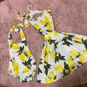 Big sis little sis matching lemon outfits